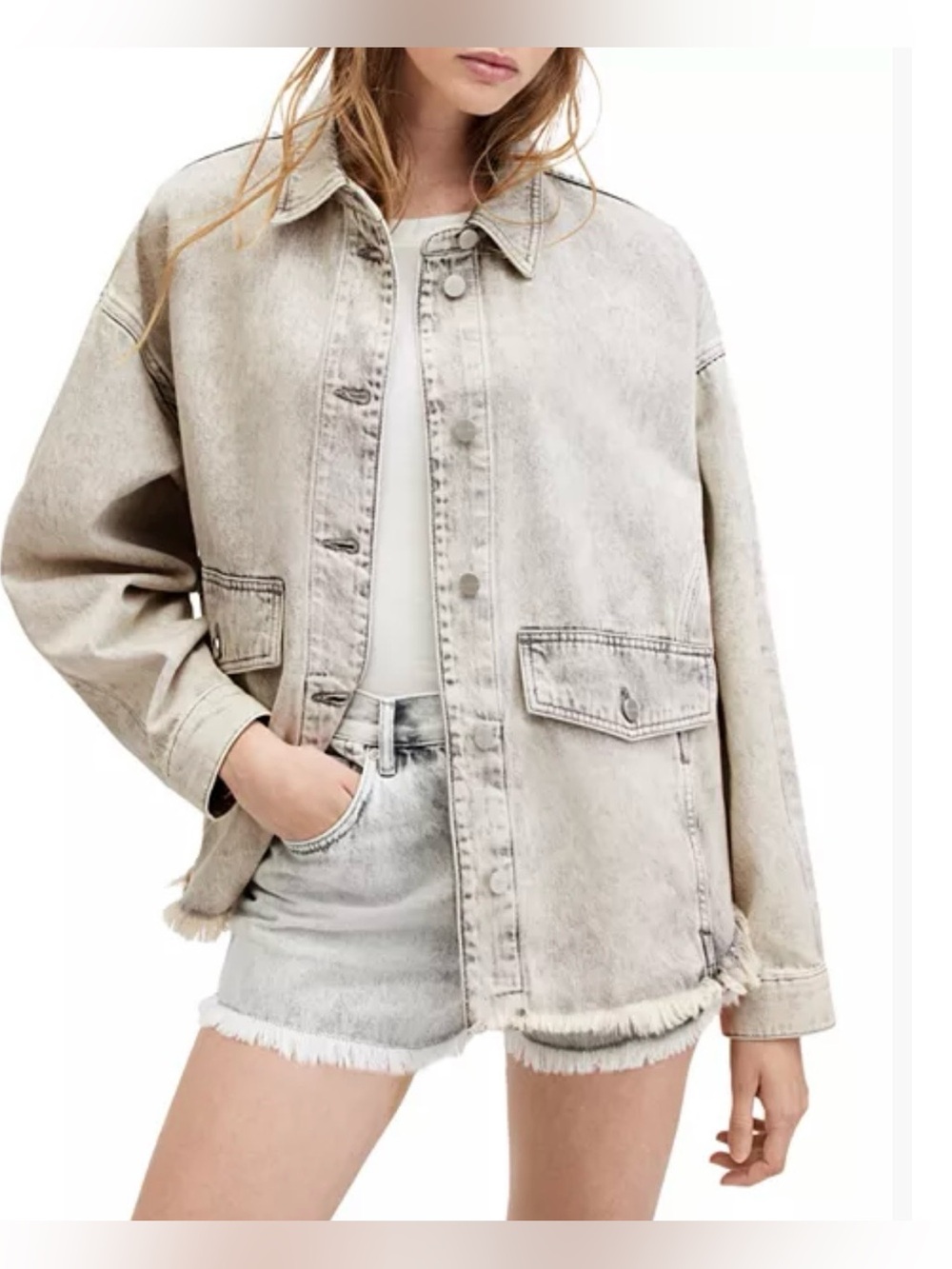 all saints hettie denim jacket shacket 6 small medium